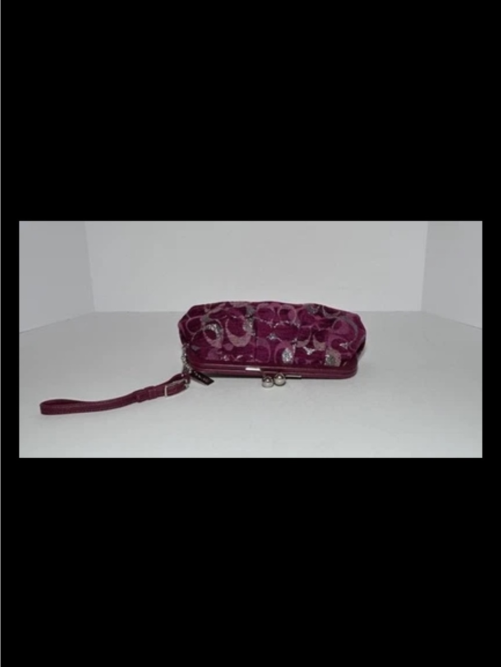 Coach Wristlet/Clutch Fuchsia Pleated Chenille, Kiss-lock Frame *VINTAGE* NWOT - Picture 6 of 11